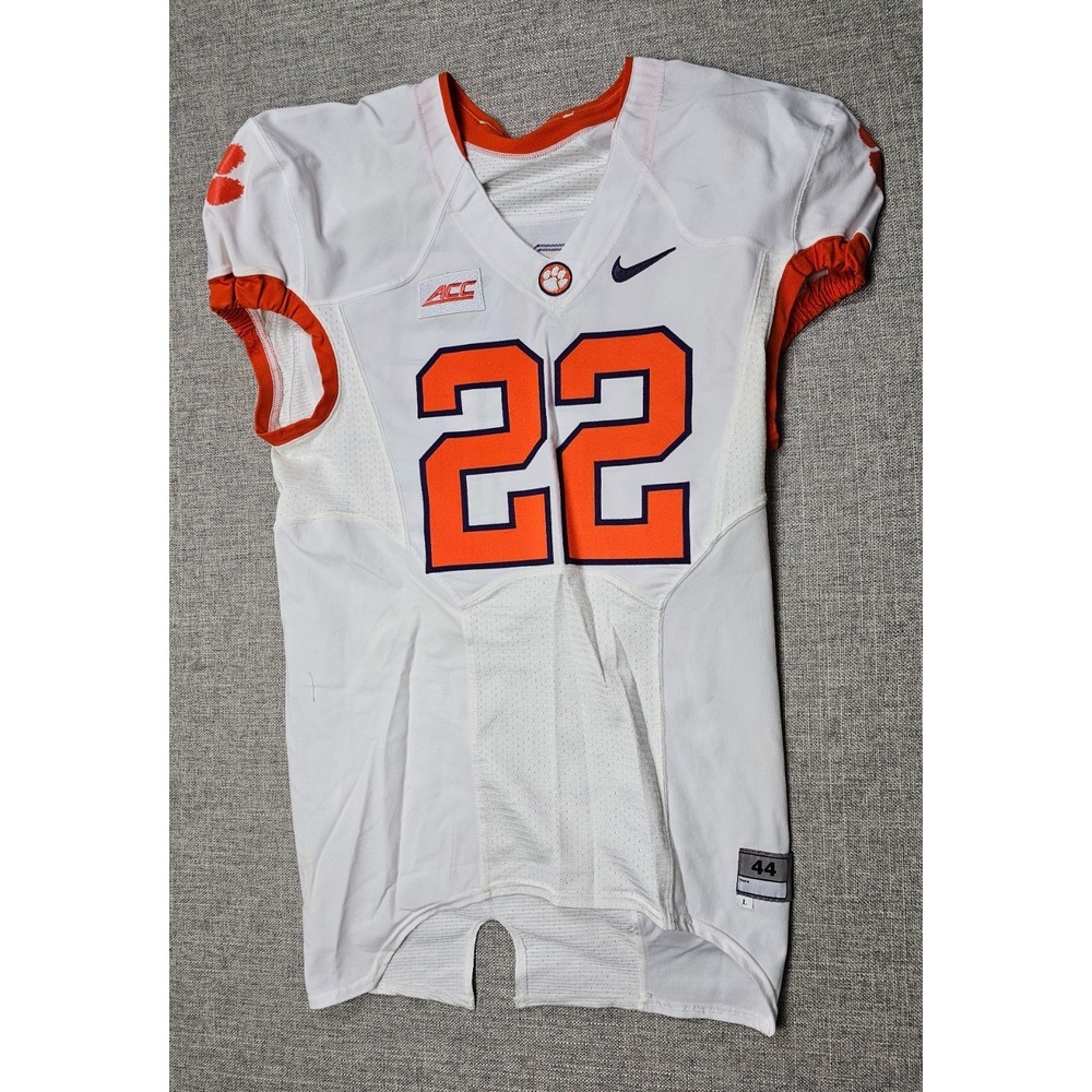 Clemson Tigers Football Jersey Mens 44 L‎ White Game Worn Team Issued Nike #22